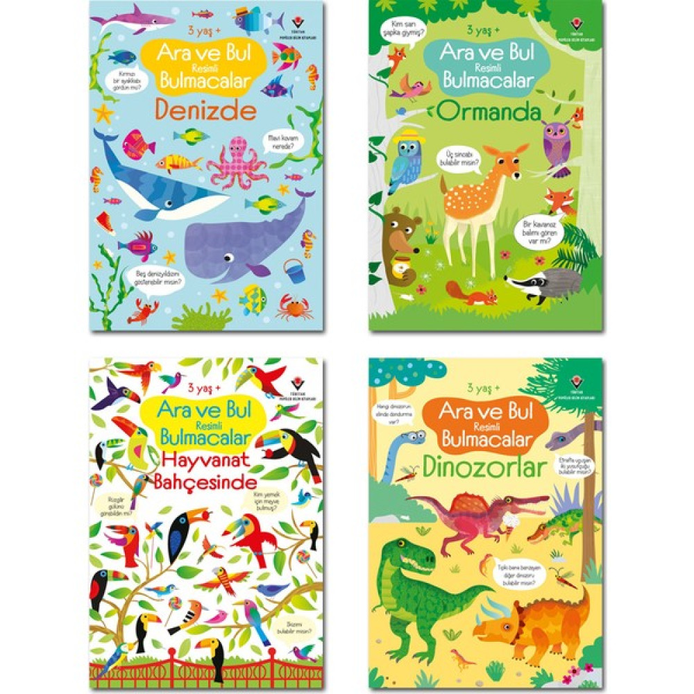 Tübitak Ara ve Bul Resimli Bulmacalar Set 4 Kitap - Ormanda Denizde Dinozorlar Hayvanat Bahçesinde 3+ Yaş Zeka Geliştirici Kitaplar Fiyatı