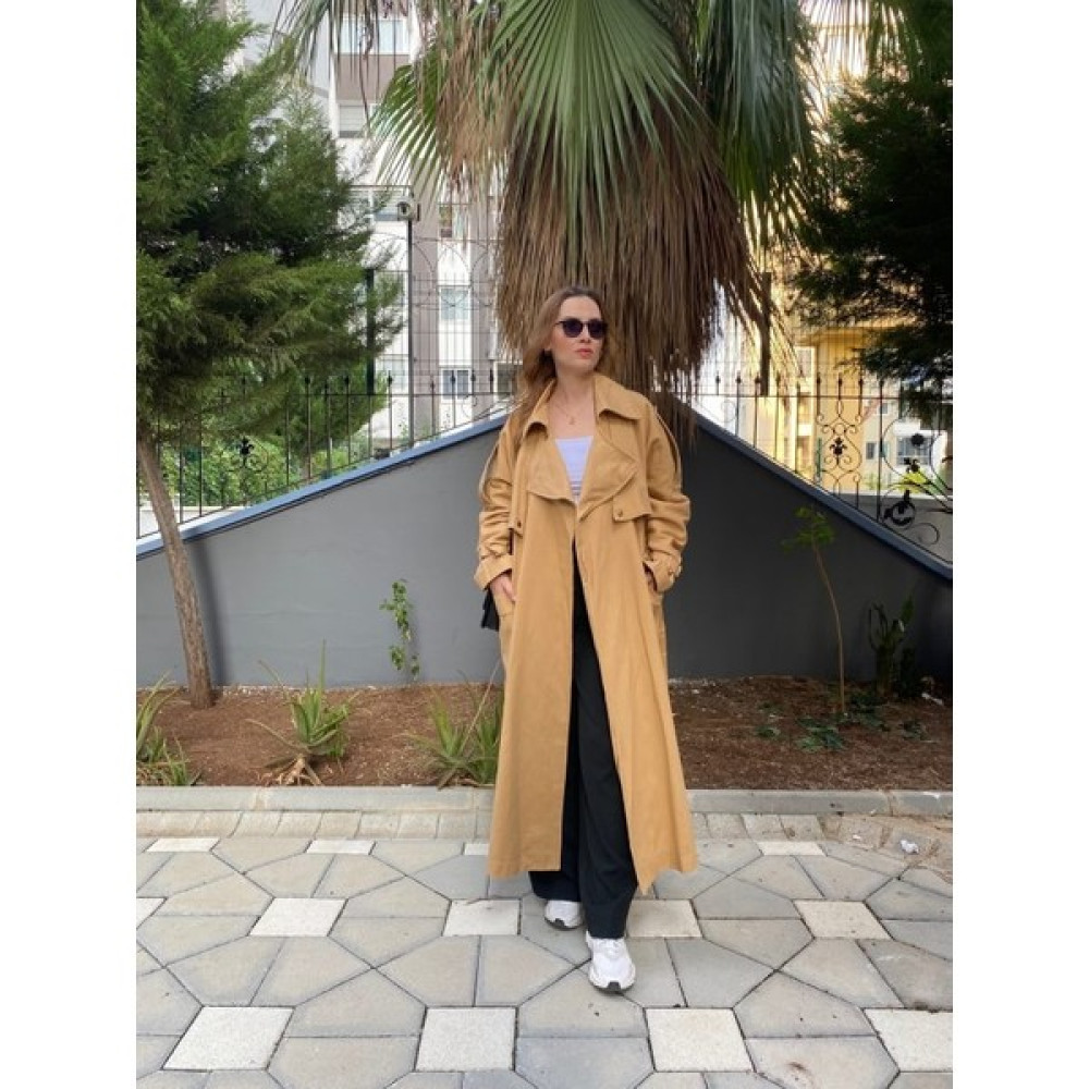 Tubys Camel Kol Omuz Detaylı Premium Trençkot Kadın Trençkot Fiyatı