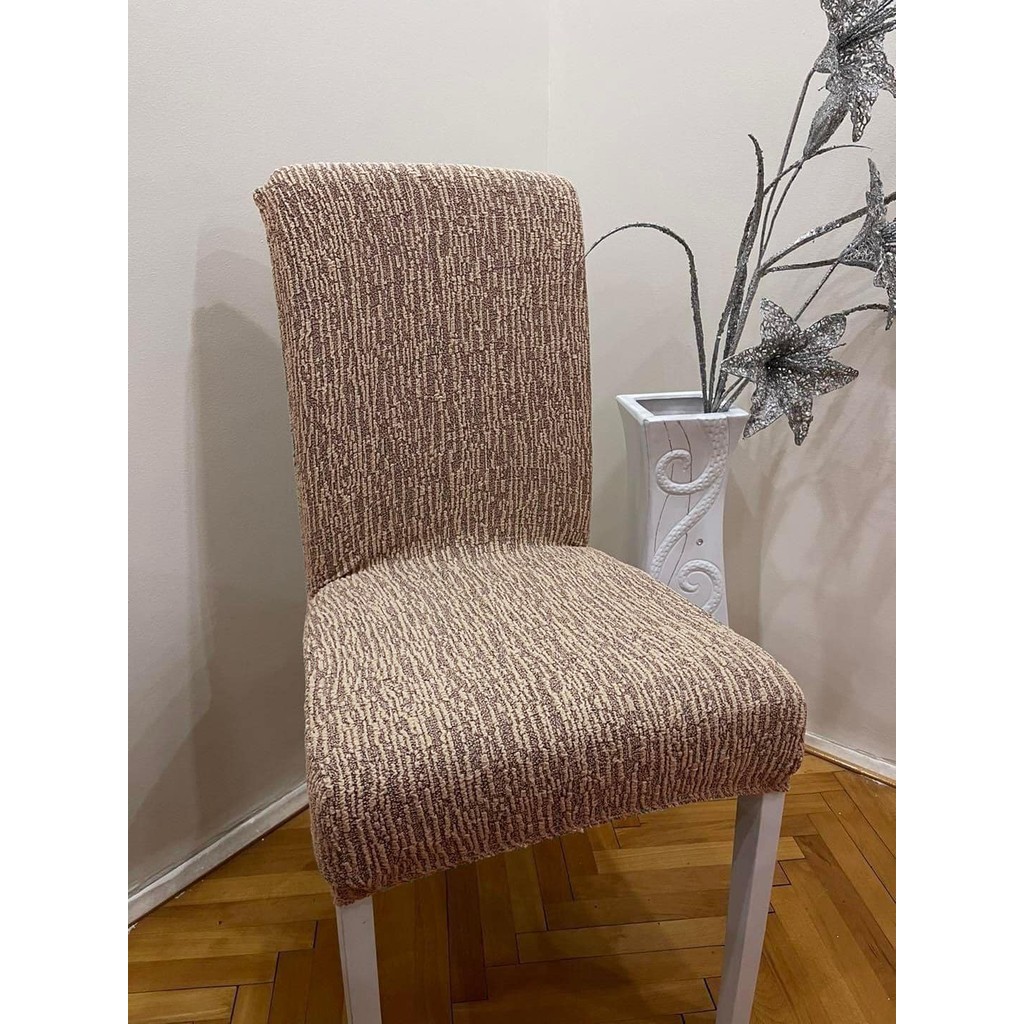 Tuchmall Jakarlı Sandalye Kılıfı-Sandalye Örtüsü Yıkanabilir ve Esnektir - 35 x 50 cm - Vizon Standart Sandalye Fiyatı
