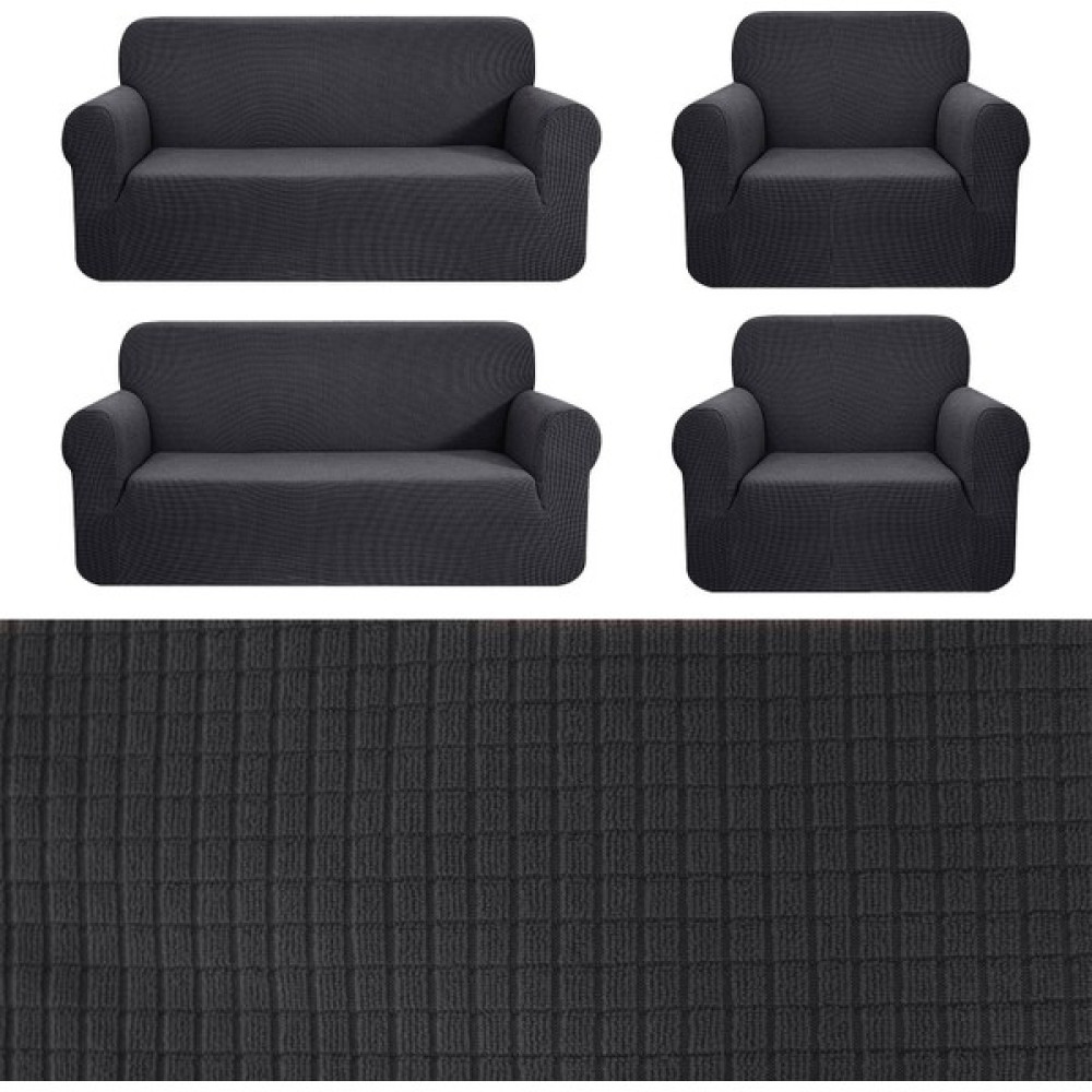 Tuchmall Streç Lastikli Esnek Yikanabilir Kare Desen Berjer Kotuk Örtüsü Takımı (3+3+1+1) Koltuk Kılıfı - 180 x 230 cm - Antrasit Koltuk & Kanepe Örtüsü Fiyatı