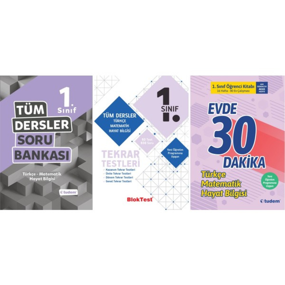 Tudem Yayınları 1. Sınıf 3'lü Tüm Dersler Seti (Tüm Dersler Soru B. + Tekrar Test Kaynak Kitapları Fiyatı