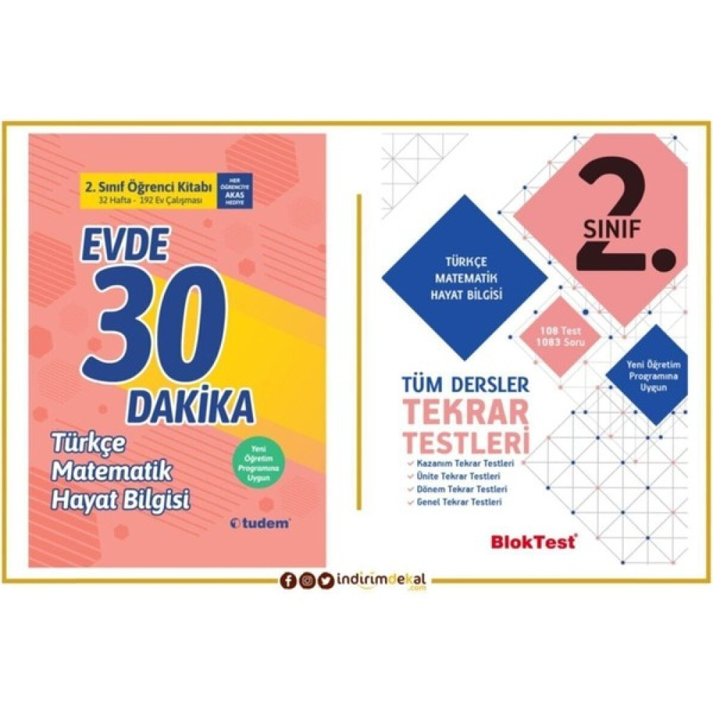 Tudem Yayınları 2. Sınıf Tüm Dersler Tekrar Testler + Evde 30 Dakika TDM2SET1 Tüm Dersler Fiyatı