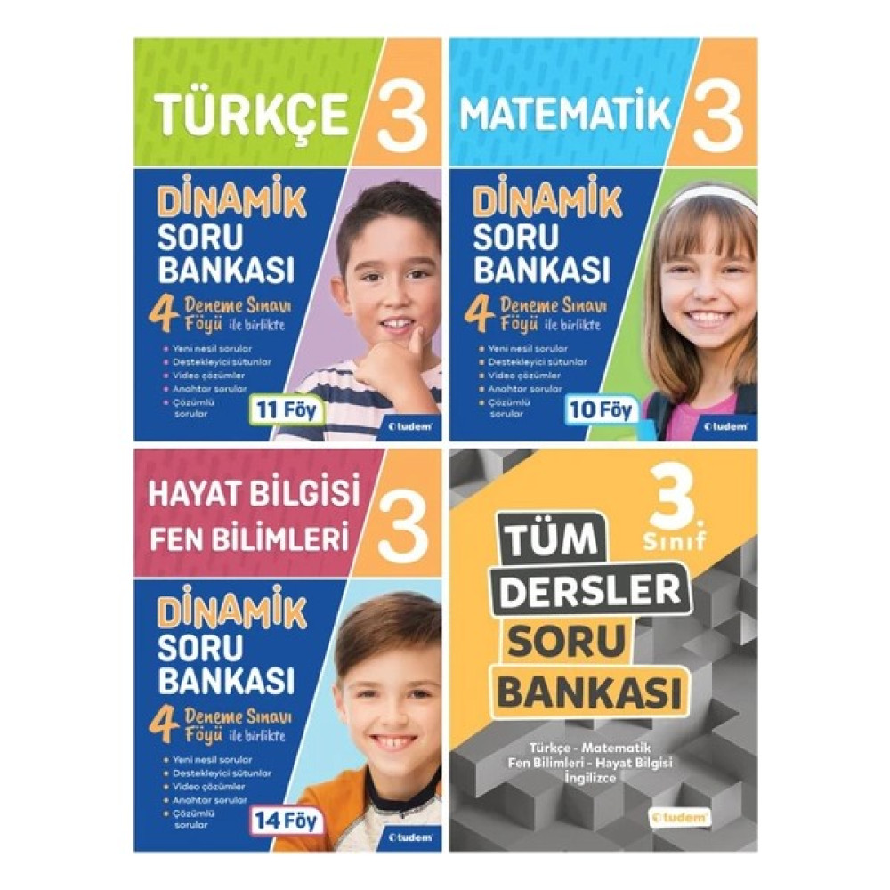 Tudem Yayınları 3. Sınıf 4' Lü Set (Dinamik Serisi + Tüm Dersler Soru Bankası) Tüm Dersler Fiyatı