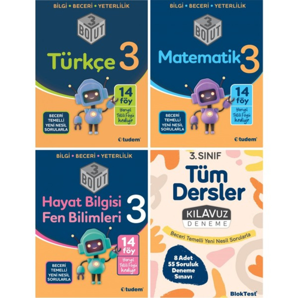 Tudem Yayınları 3. Sınıf 4'lü Set (3 Boyut Serisi + Kılavuz Deneme) - Tudem Yayın Kaynak Kitapları Fiyatı