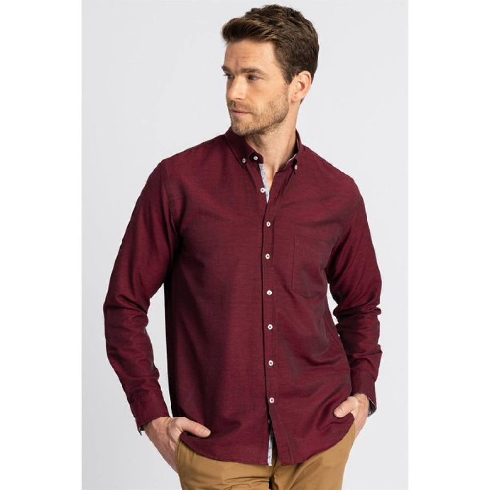 Tudors Classic Fit Bol Kesim Poplin Oxford Çiçek Garnili Uzun Kol Gömlek Erkek Gömlek Fiyatı