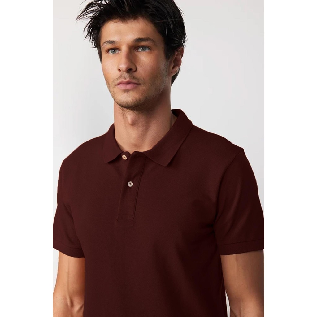 Tudors Erkek Regular Fit Klasik Kesim %100 Pamuk Düz Pike Bordo Polo Yaka Tişört Erkek T-shirt Fiyatı