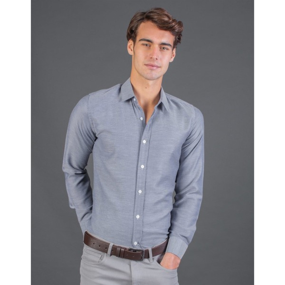 Tudors Slim Fit Armürlü Gri Erkek Gömlek Erkek Gömlek Fiyatı