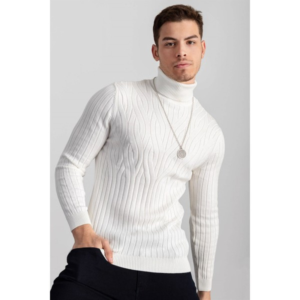 Tudors Slim Fit Dar Kesim Tam Balıkçı Yaka Saç Örgü Desenli Erkek Kazak Erkek Kazak & Süveter & Triko Fiyatı