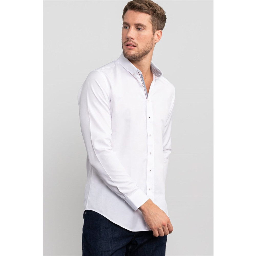 Tudors Slim Fit Düğmeli Yaka Düz Spor Erkek Gömlek M Beden Kadın Gömlek Fiyatı