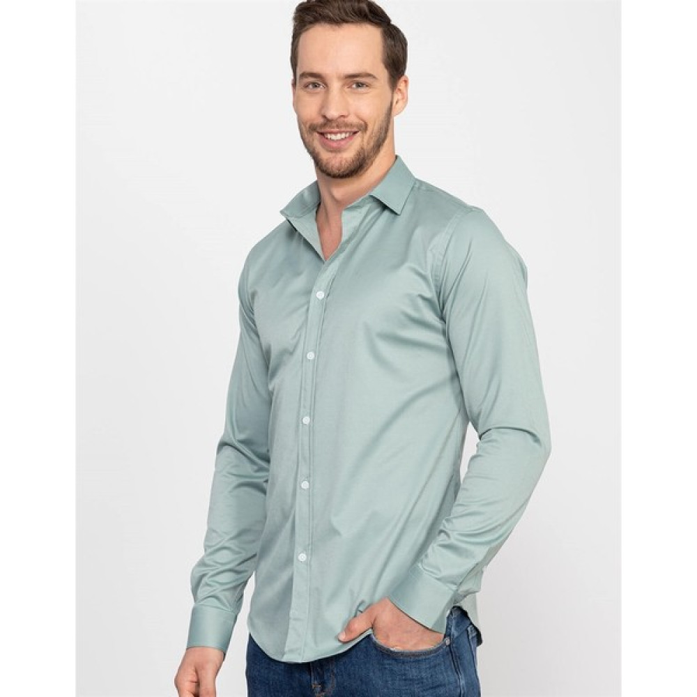 Tudors Slim Fit Likralı Düz Saten Erkek Gömlek Erkek Gömlek Fiyatı
