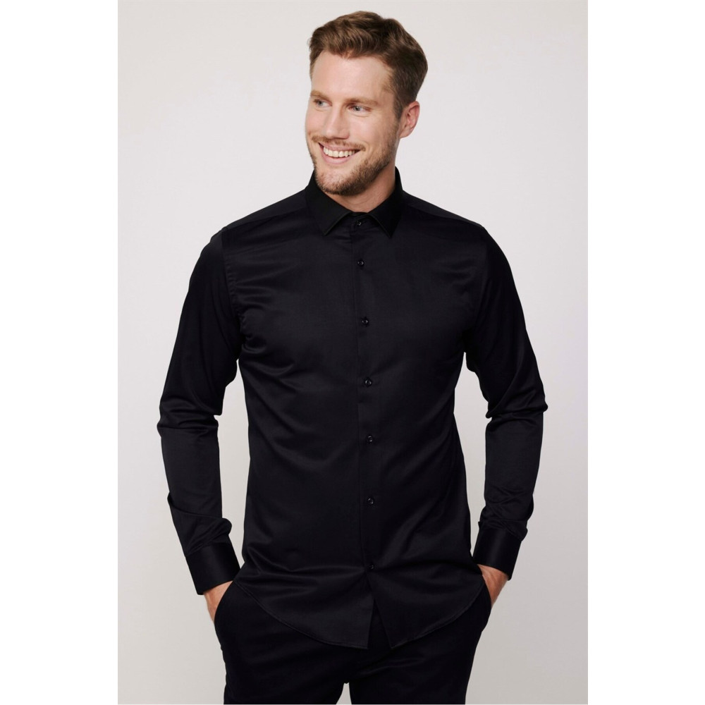 Tudors Slim Fit Pamuklu Düz Erkek Siyah Gömlek L Beden Kadın Gömlek Fiyatı