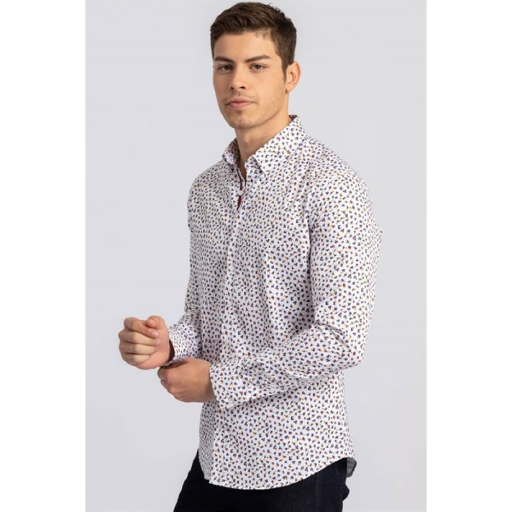 Tudors Süper Slim Fit Baskılı Likralı Uzun Kol Erkek Gömlek Erkek Gömlek Fiyatı