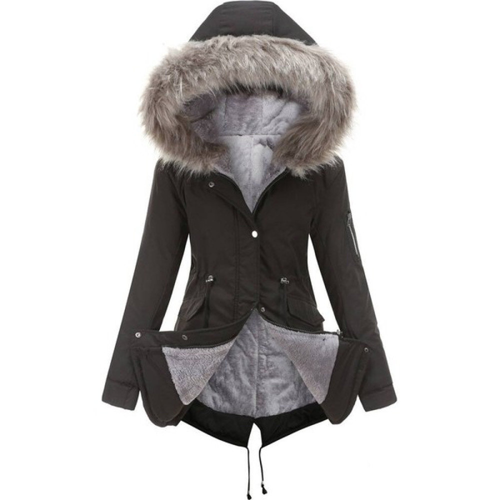 Tuerqi Store Kapüşonlu Polar Kalınlaştırılmış Kürk Manto Parka Kadın Kışlık Uzun Kaban (Yurt Dışından) Bayan Mont Fiyatı