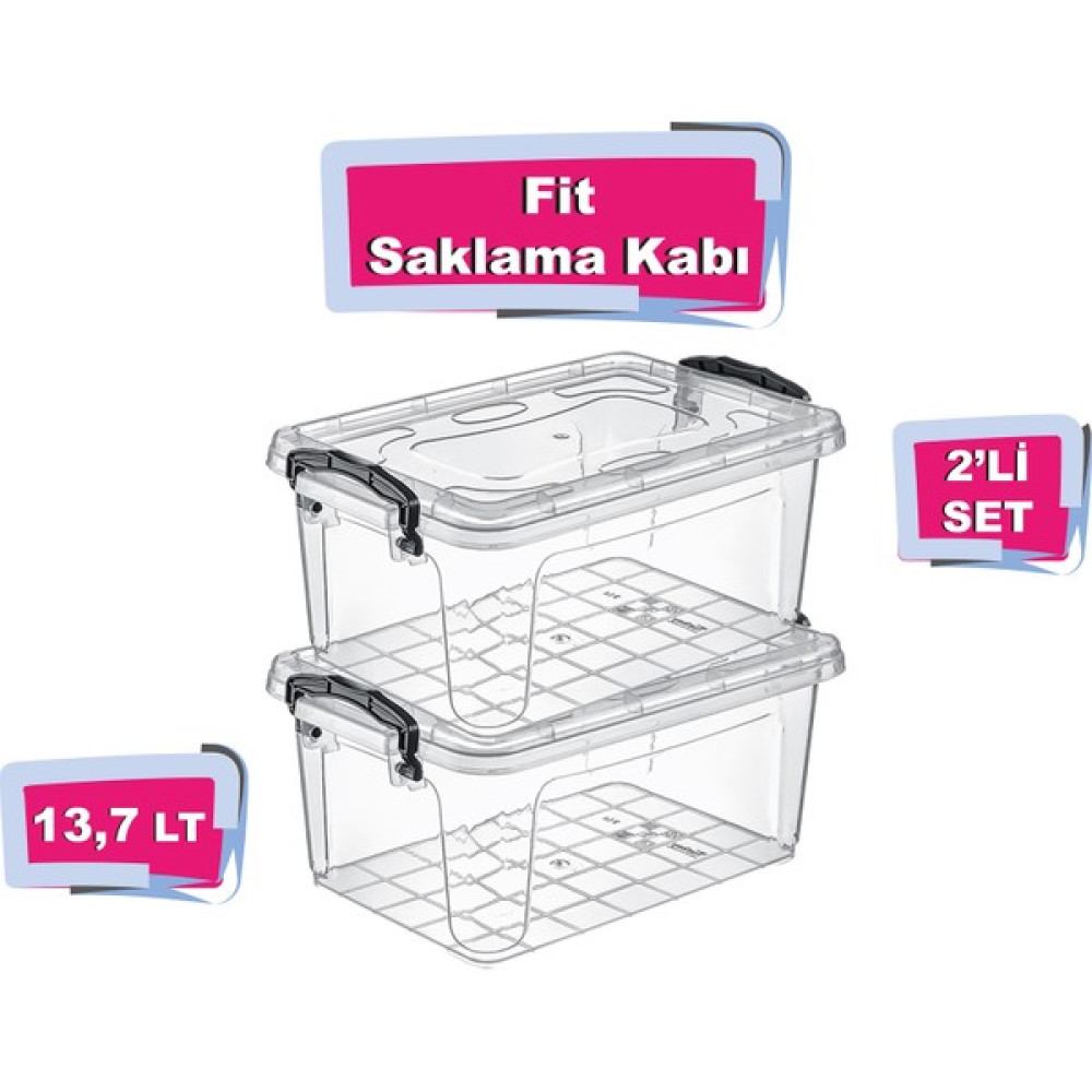 Tuffex 2'li Fit Saklama Kabı 13,7 Lt - Plastik Saklama Kabı - Saklama Kabı Eşya Saklama Kutusu Fiyatı