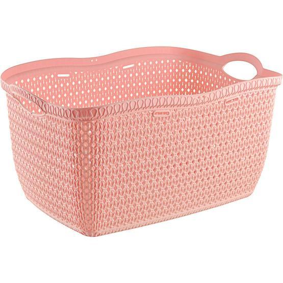Tuffex Pembe Örme Köşeli Çamaşır Sepeti