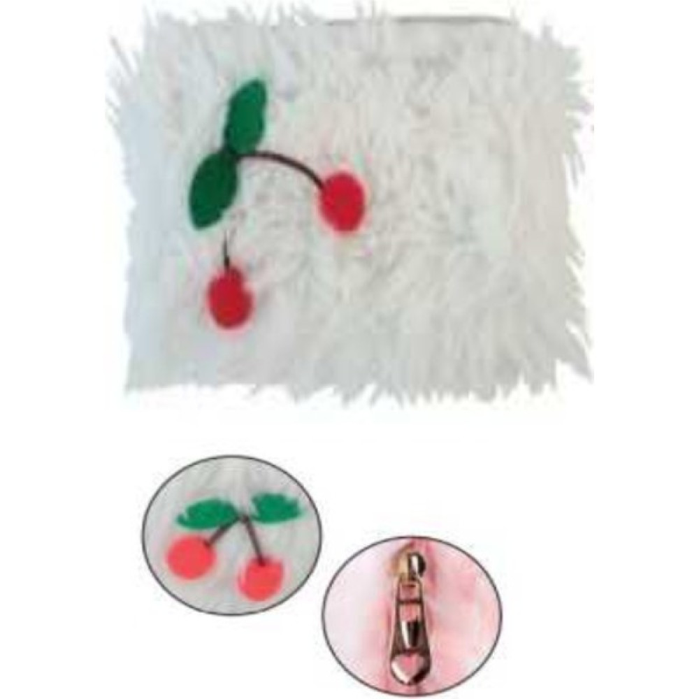 Tüftürük Kirazlı Peluş Kalemlik Makyaj Çantası - BEYAZ Kalemlik (Kalem Kutusu) Fiyatı