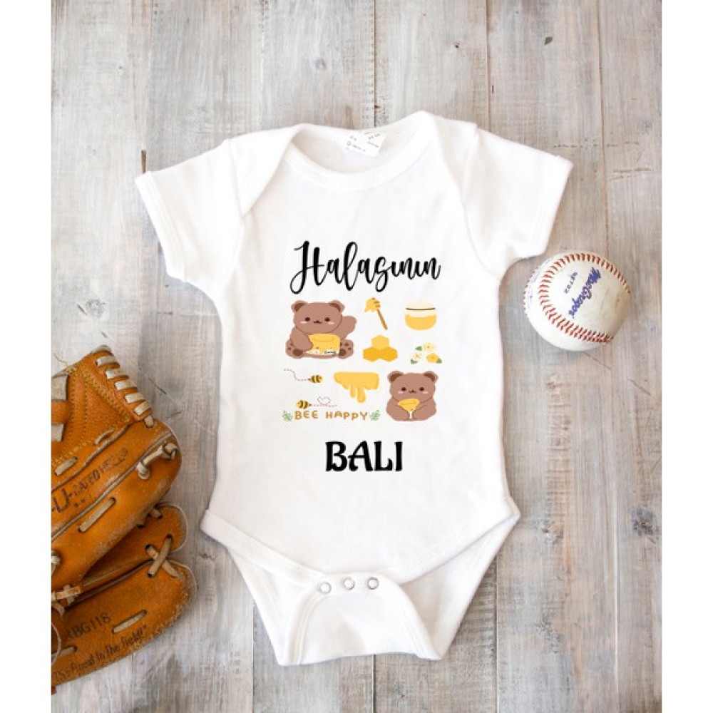 Tuğba Baby Isme Özel Isimli Baskı Yazılabilen %100 Pamuk Halasının Balı Bebek Zıbın Bod Bebek Zıbın Seti Fiyatı