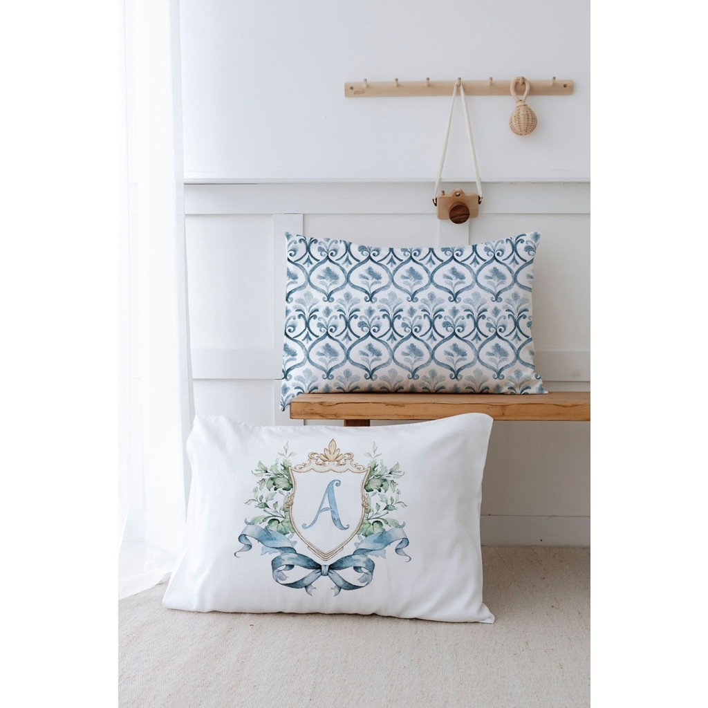 Tuğba Kuğu 2'li Yastık Kılıfı (35X45) Blue Royal Series - A Harfi - Ekru - 35 x 45 cm Yastık Kılıfı Fiyatı