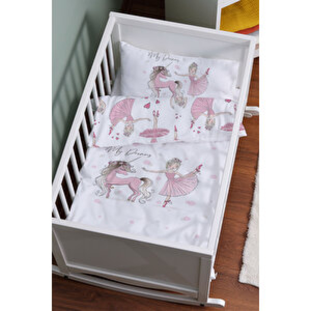 Tuğba Kuğu Anne Yanı Beşik Nevresim Takımı (60x100) - For Baby Serisi - Pembe Balerin Ve Unicorn Bebek Nevresim Takımı Fiyatı