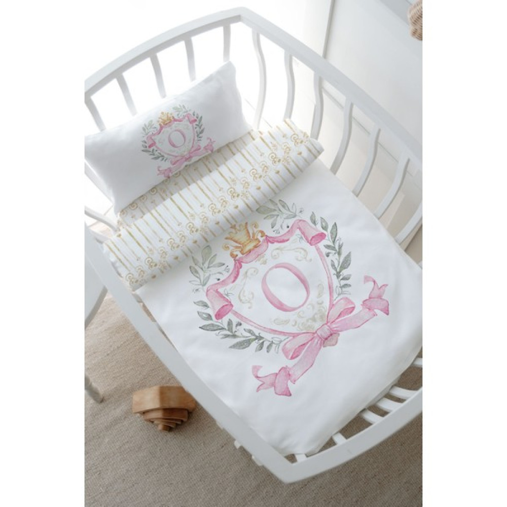 Tuğba Kuğu Anne Yanı Beşik Nevresim Takımı (60X100) - Pink Royal Series - O Harfi - 60 x 100 cm - Ekru Oto Boyaları Fiyatı