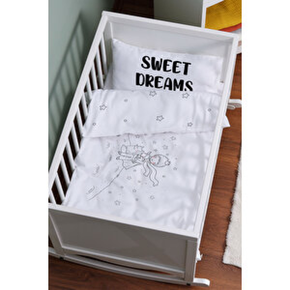 Tuğba Kuğu Anne Yanı Beşik Nevresim Takımı (60x100) - Pure Baby Serisi - Doodle Little Prince Bebek Nevresim Takımı Fiyatı