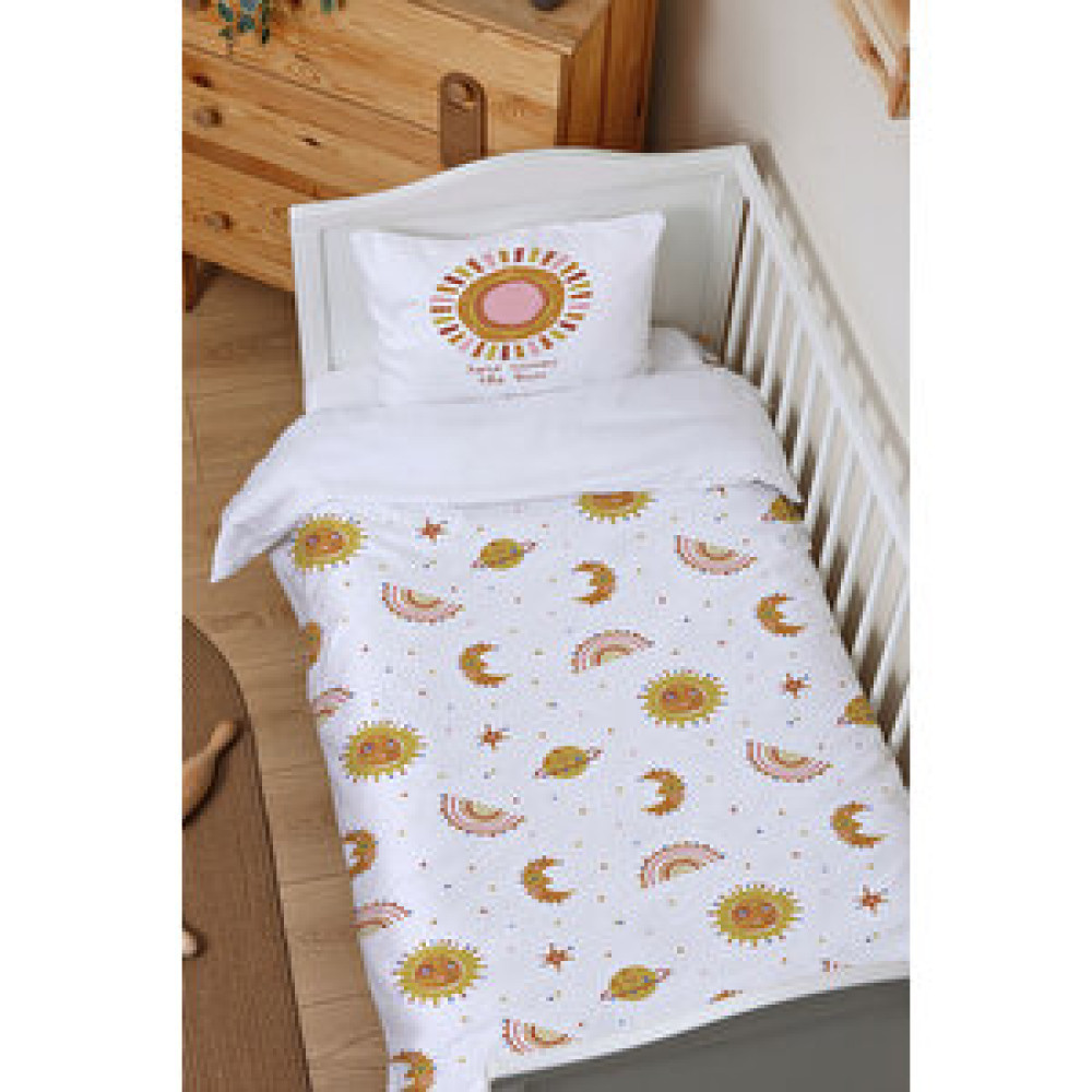 Tuğba Kuğu Organik Bebek Nevresim Takımı (100x150) - Vibe Serisi - Boho Celestial Bebek Nevresim Takımı Fiyatı