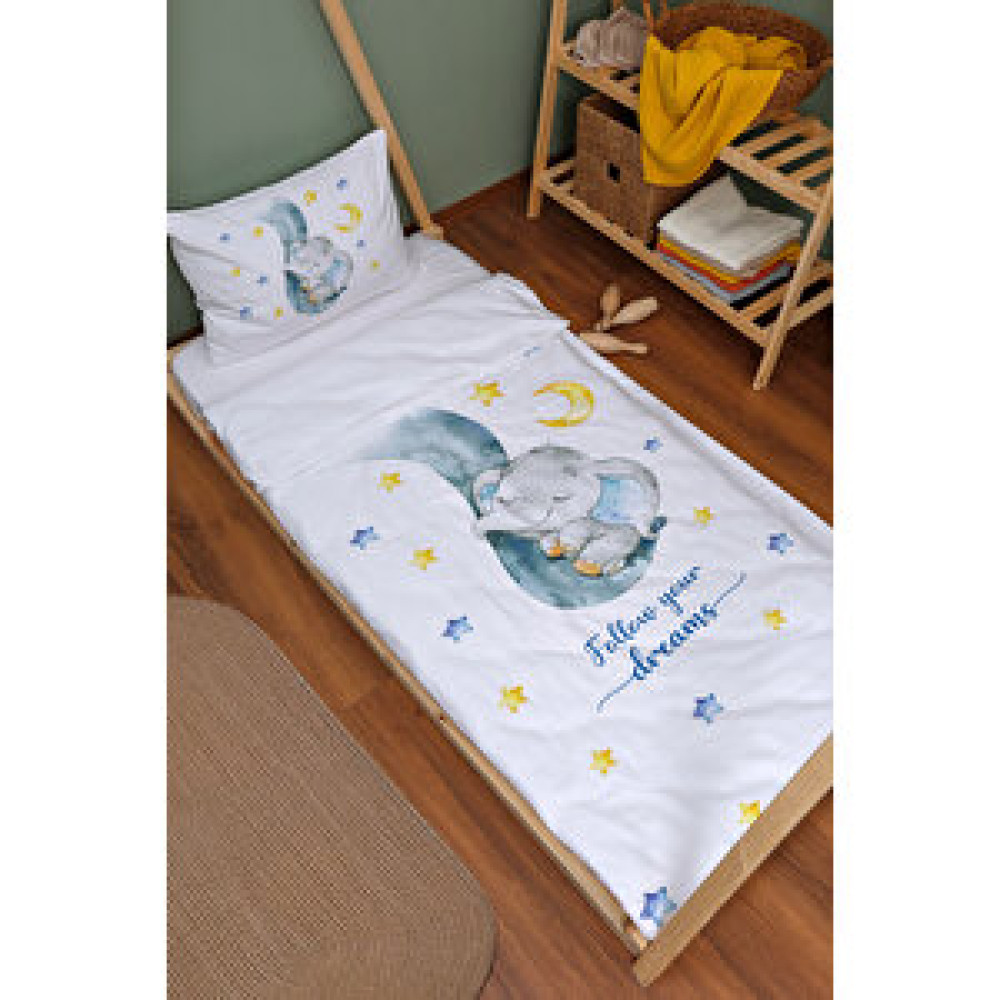 Tuğba Kuğu Organik Montessori Nevresim Takımı - For Baby Serisi - Hortumda Mavi Fil Bebek Nevresim Takımı Fiyatı