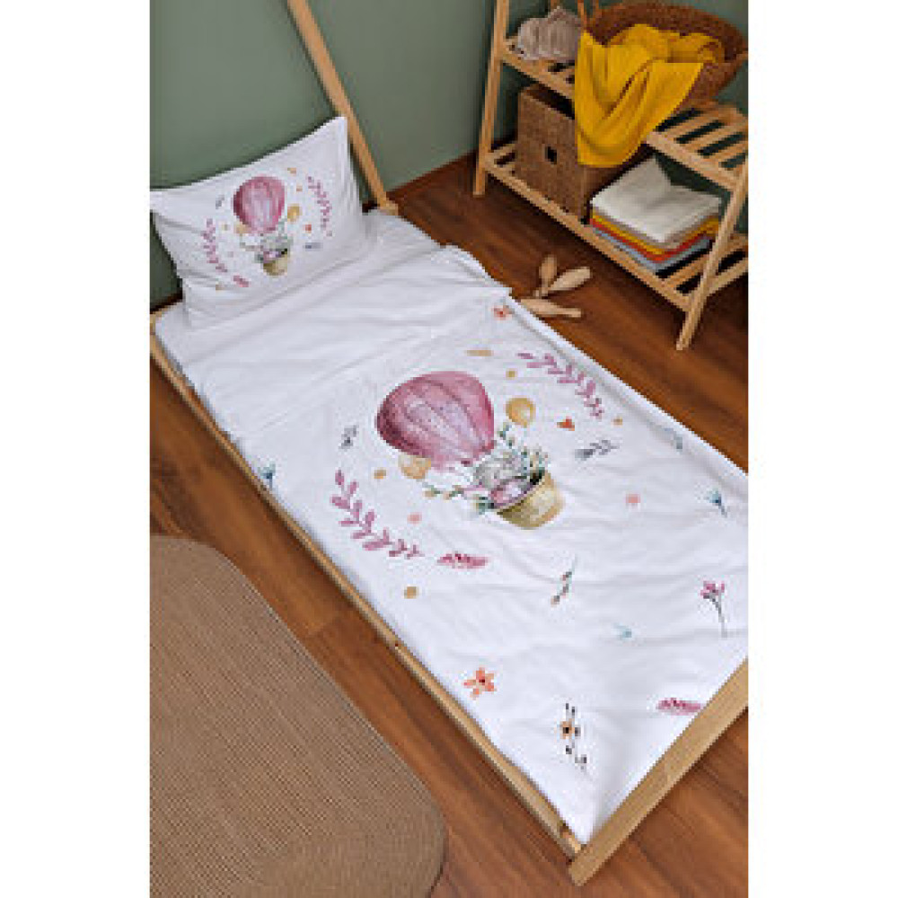 Tuğba Kuğu Organik Montessori Nevresim Takımı - For Baby Serisi - Pembe Balonda Fil Bebek Nevresim Takımı Fiyatı
