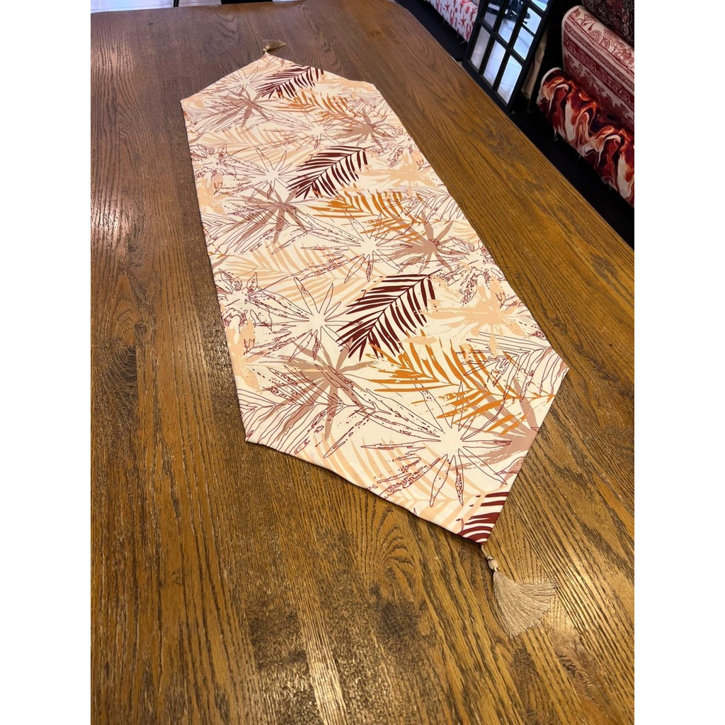 Tuğçe Demir Home Design Bordo Dal Desen Runner - 45 x 135 cm - Renkli Diğer Fiyatı