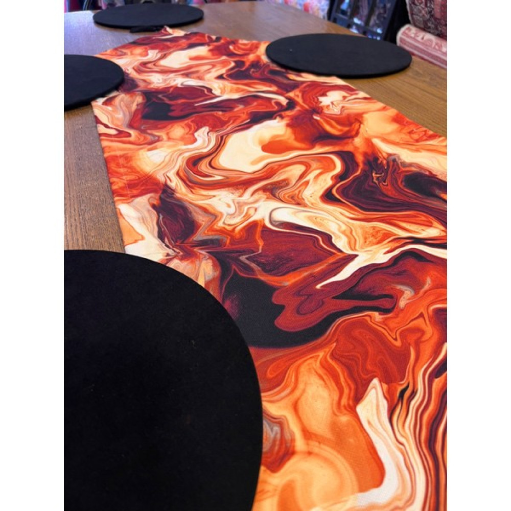 Tuğçe Demir Home Design Kahve Epoksi Desen Runner Supla Set - Siyah - 45 x 135 cm Masa Örtüsü Fiyatı