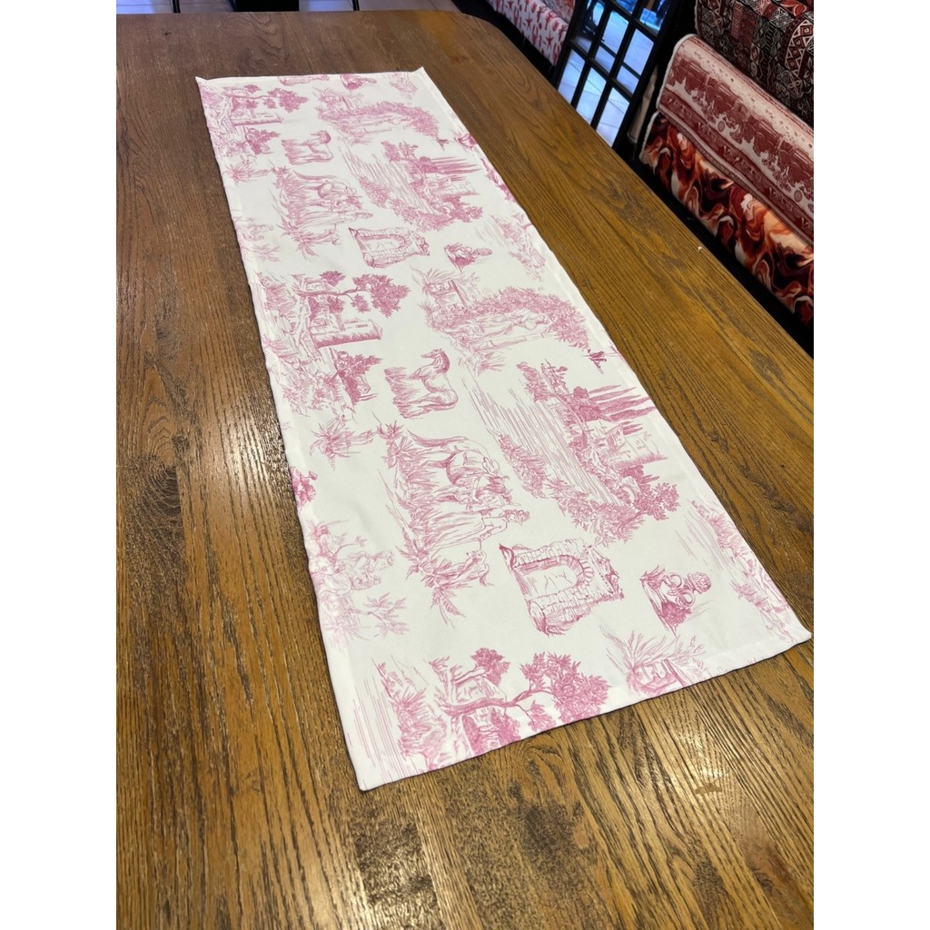 Tuğçe Demir Home Design Pembe Country Desen Runner - 45 x 135 cm - Renkli Diğer Fiyatı