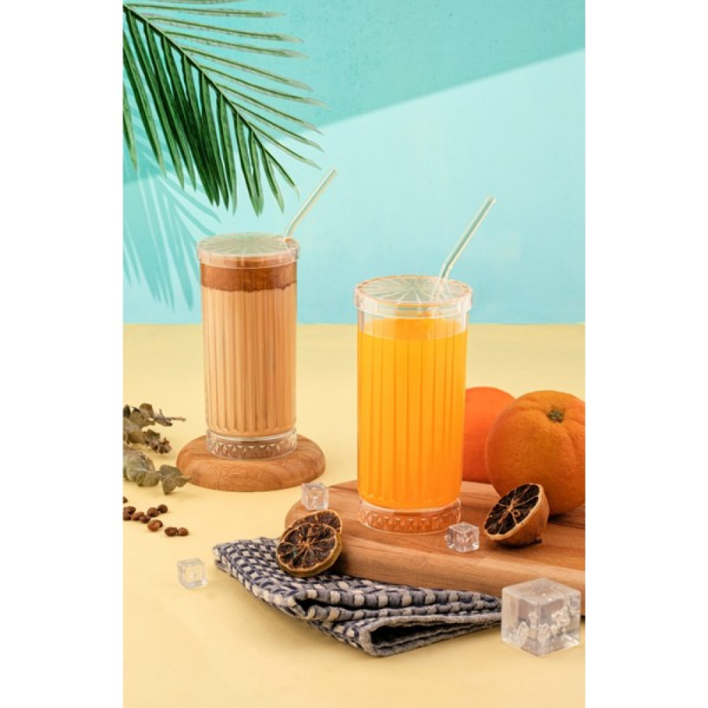 Tugomer 2'li 450 ml Kristal Bardak - Kapaklı Cam Pipetli Su Meşrubat Pinterest Bardak Takımı (Cam Değildir) - Şeffaf Fincan / Bardak / Kahve Takımı Fiyatı