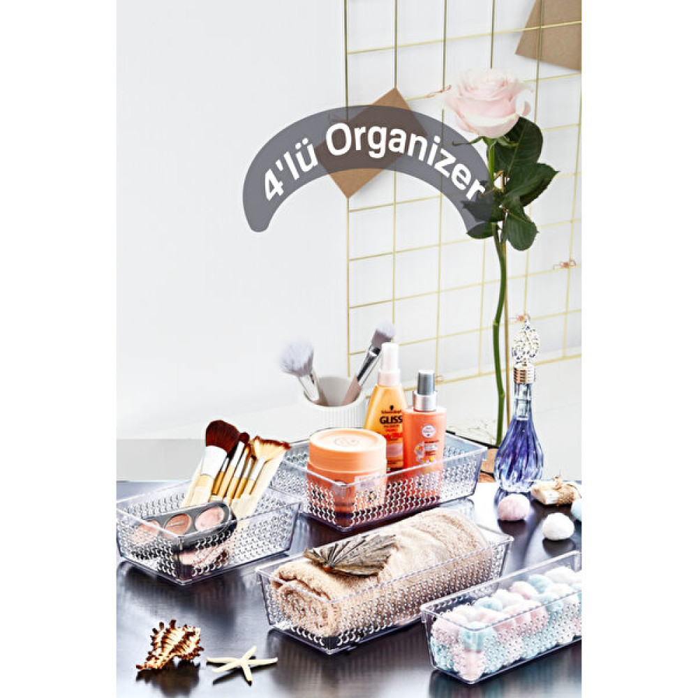 Tugomer 4'lü Modüler Çekmece Içi Düzenleyici Ofis Masaüstü Organizer - Banyo Makyaj Takı Düzenleyici Saklama Kapları Fiyatı