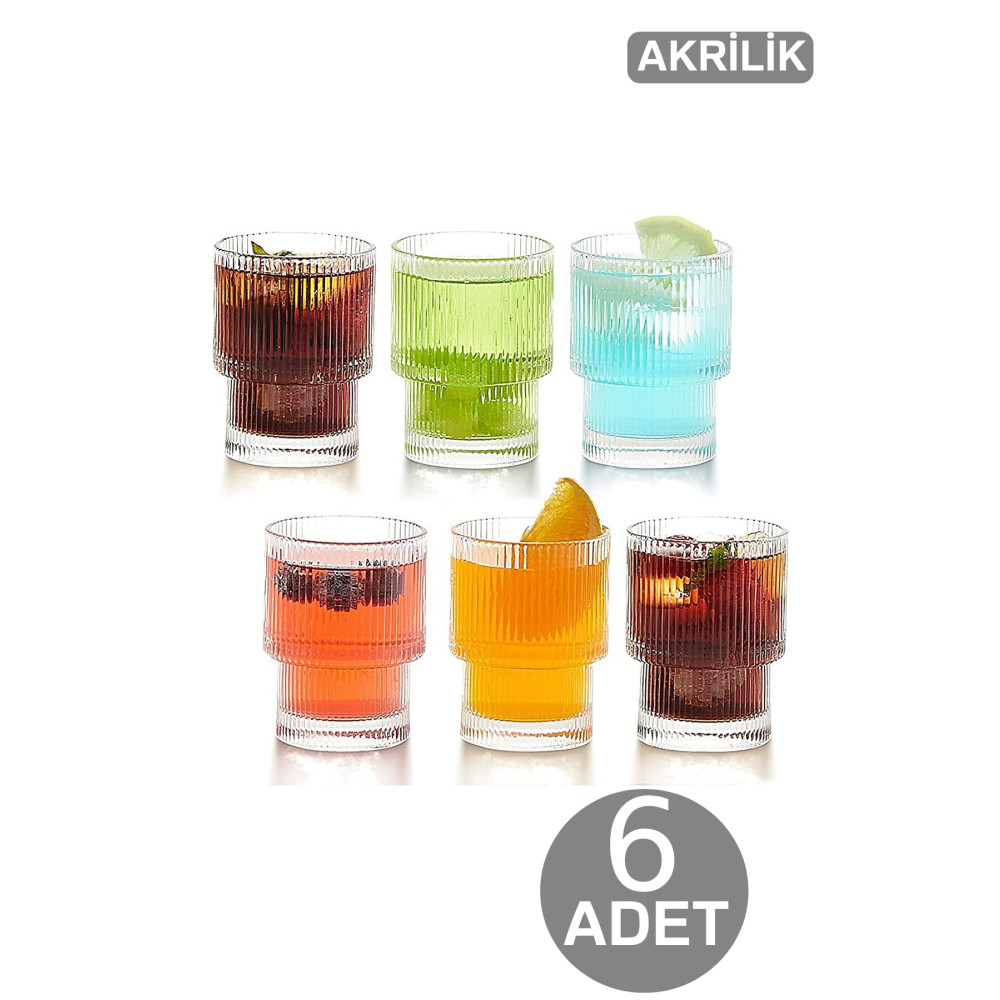Tugomer 6lı Bardak Takımı - Akrilik Stil Su Meşrubat Bardağı - Dekoratif Içecek Bardağı 300 ml Cam Değildir Fincan / Bardak / Kahve Takımı Fiyatı