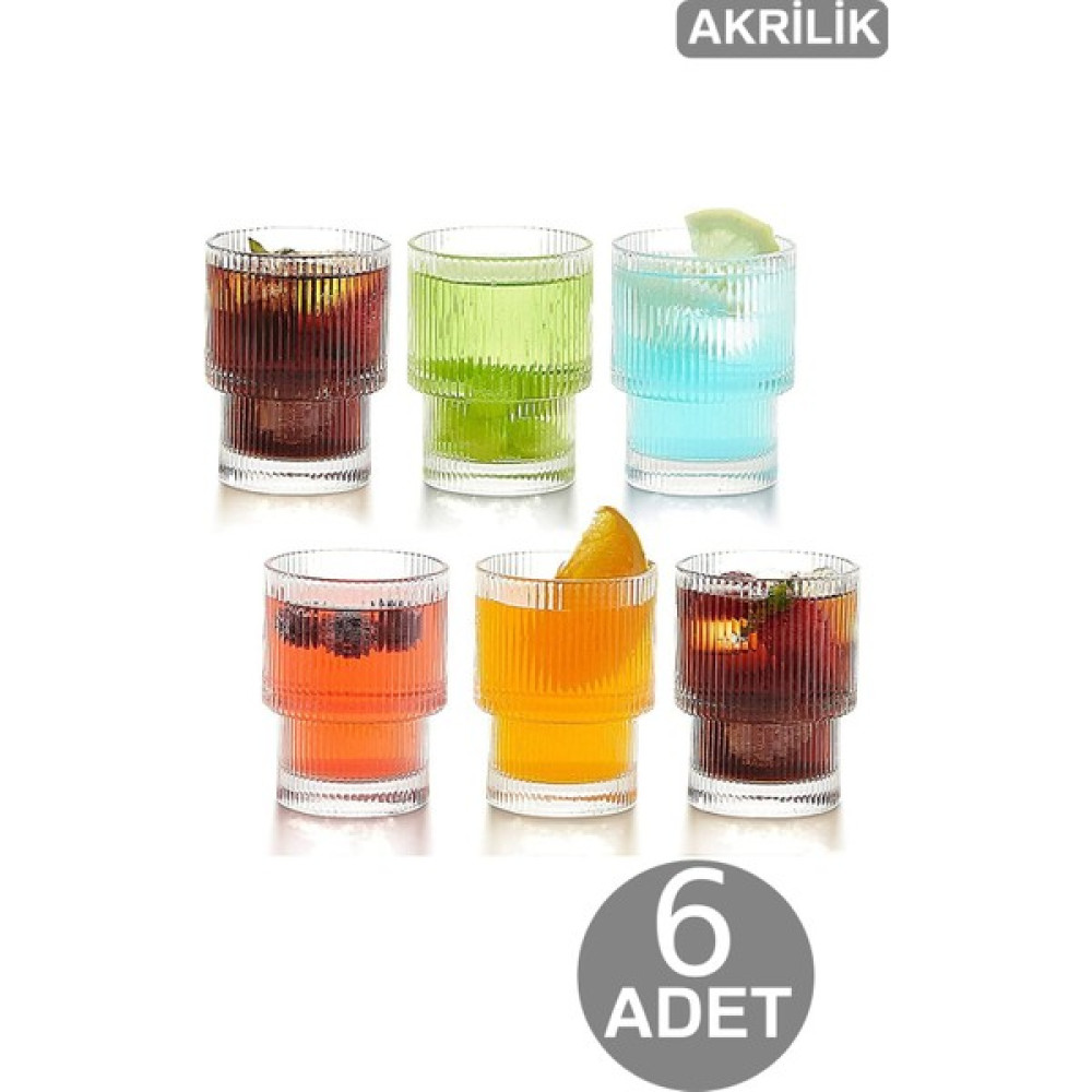 Tugomer 6'lı Bardak Takımı - Akrilik Stil Su Meşrubat Bardağı - Dekoratif Içecek Bardağı 300 ml Cam Değildir - Şeffaf Fincan / Bardak / Kahve Takımı Fiyatı