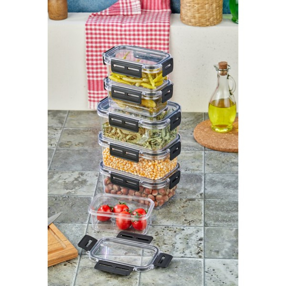 Tugomer 6'lı Dikdörtgen Saklama Kabı - Contalı Hava Almaz Kapaklı Kahvaltılık Erzak Kabı 3X900ML-3X1700ML Saklama Kapları Fiyatı