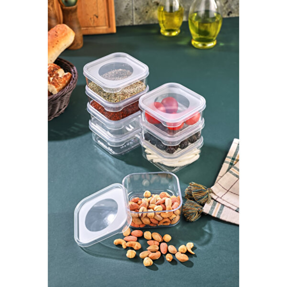 Tugomer 8 Adet Lunch Box Kahvaltılık Saklama Kabı - Şeffaf Kapaklı Kare Baharatlık Kahvaltılık Seti Kahvaltı Takımı Fiyatı