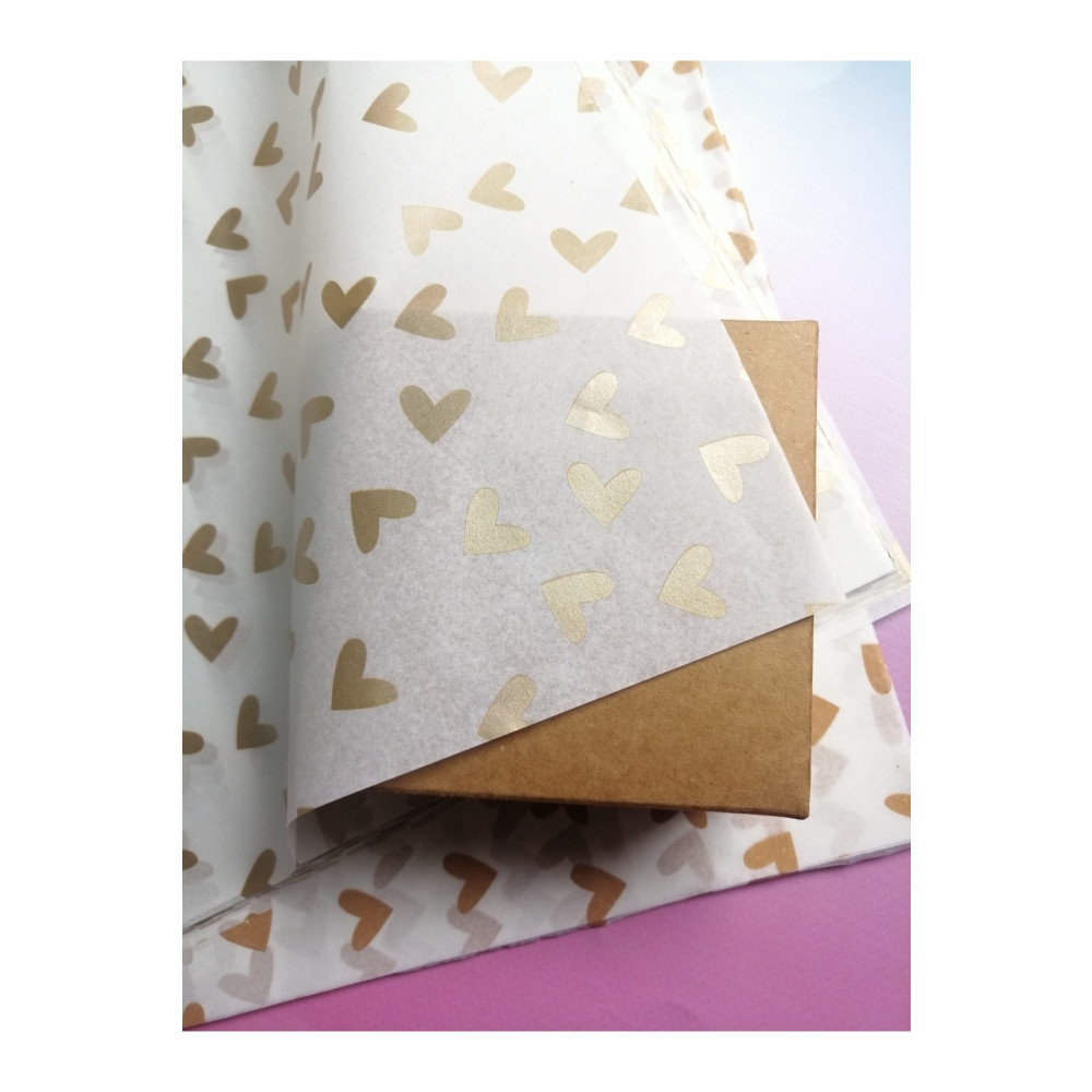 TUĞSET ETİKET Kalpli Gold Desenli Pelur Kağıdı 50x70 cm 10 Adet Hediyelik Eşya Fiyatı