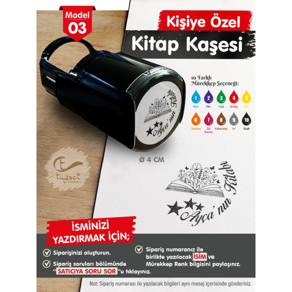 Tuğset Etiket Kişiye Özel Isim Yazılı Kitap Kaşesi - Isme Özel Kitap Mühürü M3-T646 Kase Fiyatı