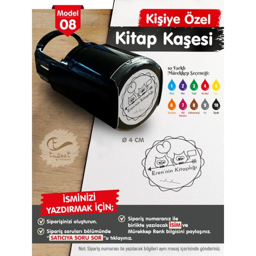 Tuğset Etiket Kişiye Özel Isim Yazılı Kitap Kaşesi - Isme Özel Kitap Mühürü M8-T651 Kase Fiyatı
