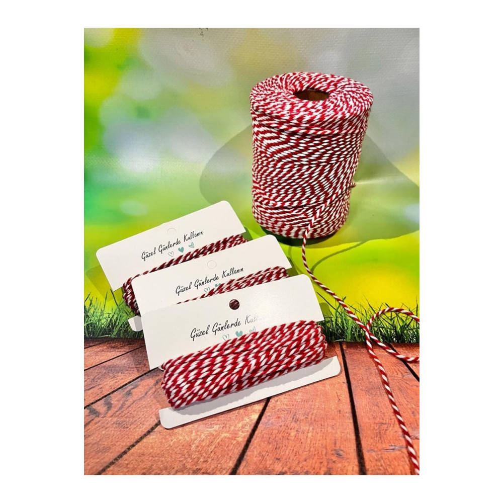 TUĞSET ETİKET Marteniçka Ipi / Kırmızı Beyaz Hediye Paketleme Ipi / Iki Renkli Paket Ipi 10 Mt Hediyelik Eşya Fiyatı