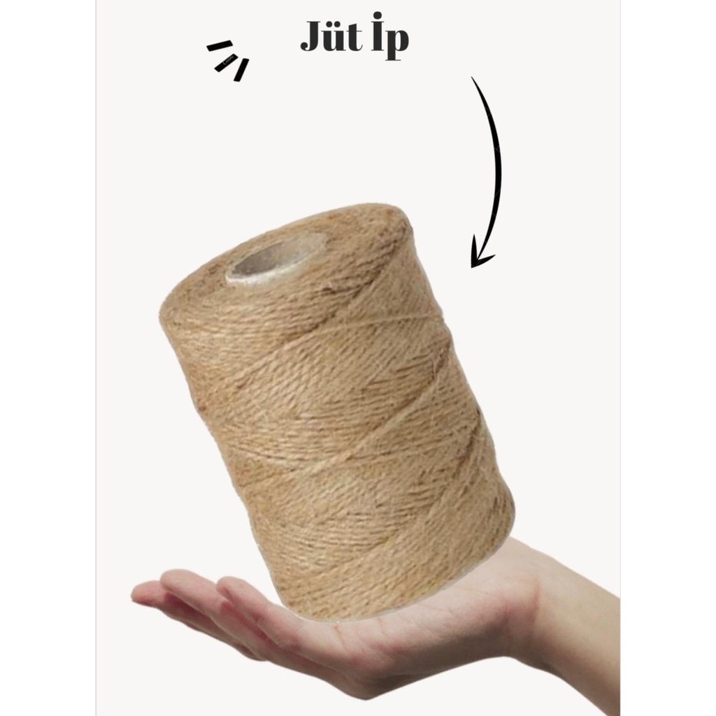 Tuğset Etiket Tuğset Doğal Jüt İp Açık Kahverengi Paketleme İpi 200gr 1,5 mm Ebatlarda Süsleme İçin Uygun Diğer Fiyatı