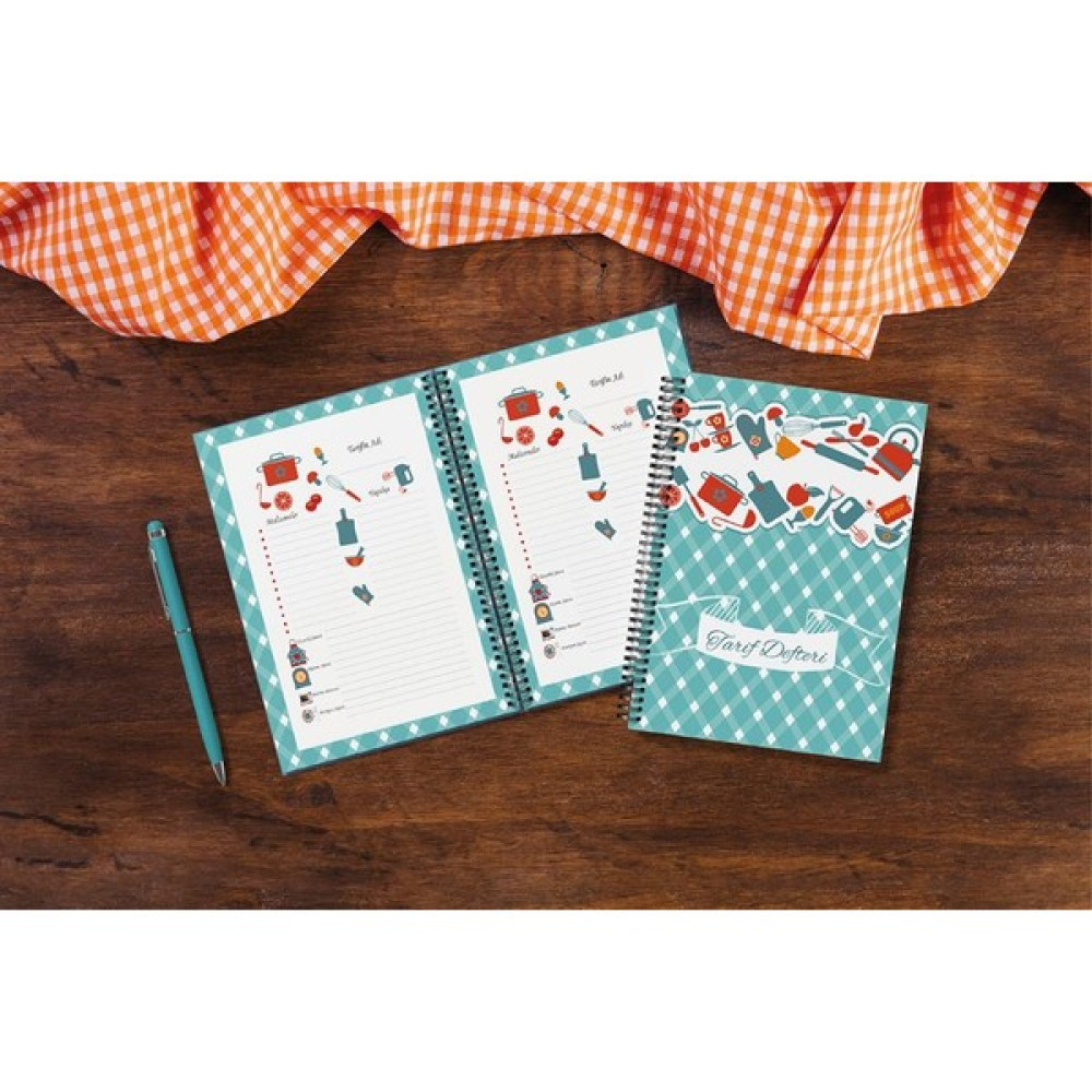 Tuğset Etiket Yemek Tarif Defteri MD-T388 Spiralli Defter Fiyatı