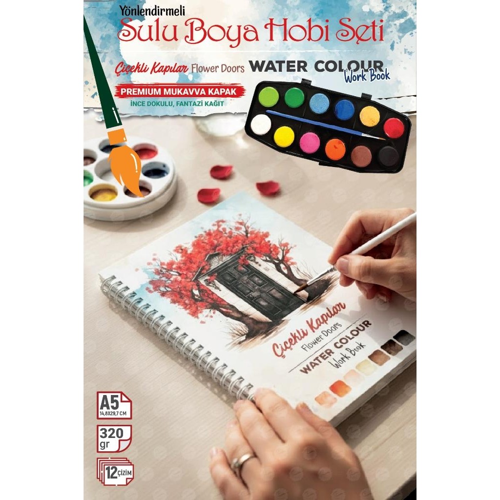 Tuğset Etiket Yönlendirmeli Sulu Boya Hobi Seti Watercolor Workbook Defter Çiçek Flower Çiçekli Kapılar Flower DOOR-T1577 - Çok Renkli Defter & Kağıt Ürünleri Fiyatı