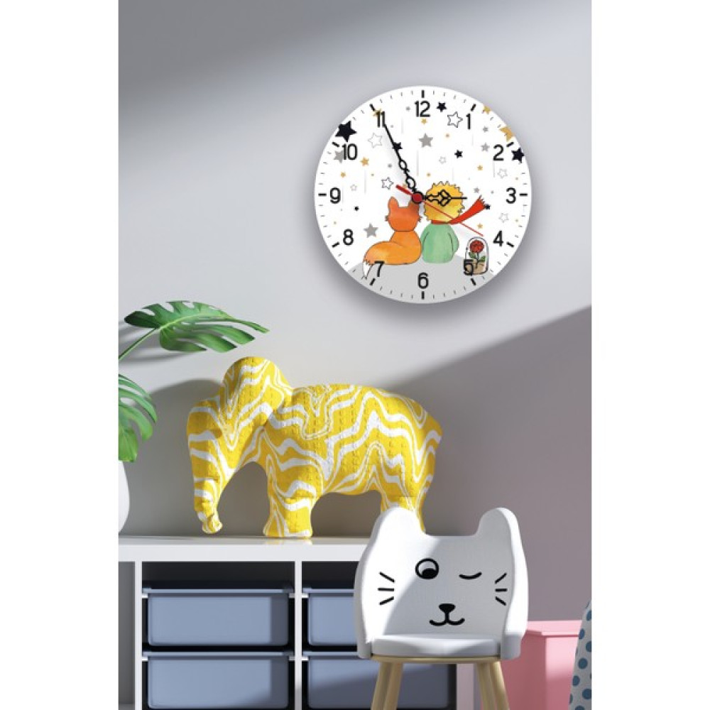 Tugu Home Baby Çocuk ve Tilki Çocuk Odası Dijital Baskılı Sessiz Akar Duvar Saati Model 0284 Dekoratif Saat Fiyatı