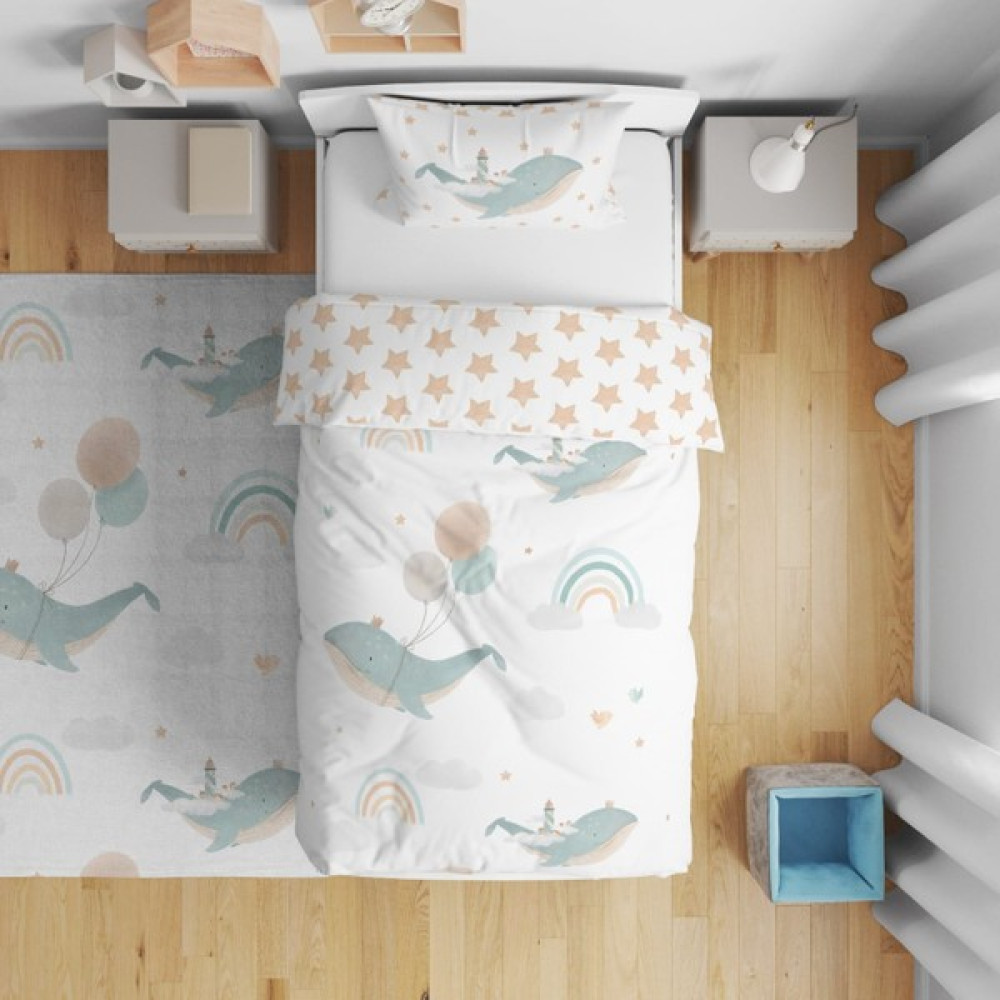 Tugu Home&Baby Çift Taraflı Dijital Baskılı Pamuklu Micro Saten Çocuk Odası Tek Kişilik Nevresim 41 - Beyaz - 160 x 220 cm Nevresim Takımı Fiyatı