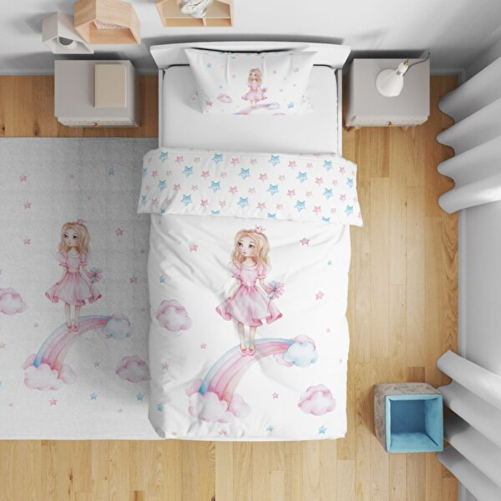 Tugu Home&Baby Çift Taraflı Dijital Baskılı Pamuklu Micro Saten Çocuk Odası Tek Kişilik Nevresim 47 - Beyaz - Pembe - 160 x 220 cm Nevresim Takımı Fiyatı
