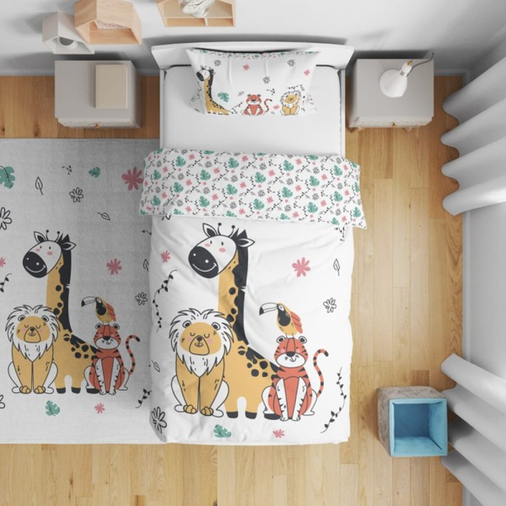 Tugu Home&Baby Çift Taraflı Dijital Baskılı Pamuklu Micro Saten Çocuk Odası Tek Kişilik Nevresim Takımı - Sarı - Turuncu - 160 x 220 cm Nevresim Takımı Fiyatı