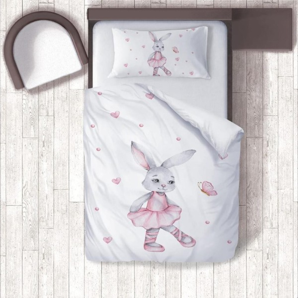 Tugu Home&Baby Dijital Baskılı Pamuklu Micro Saten 160 x 220 Çocuk Odası Tek Kişilik Nevresim Takımı - Açık Pembe - Beyaz - 160 x 220 cm Nevresim Takımı Fiyatı