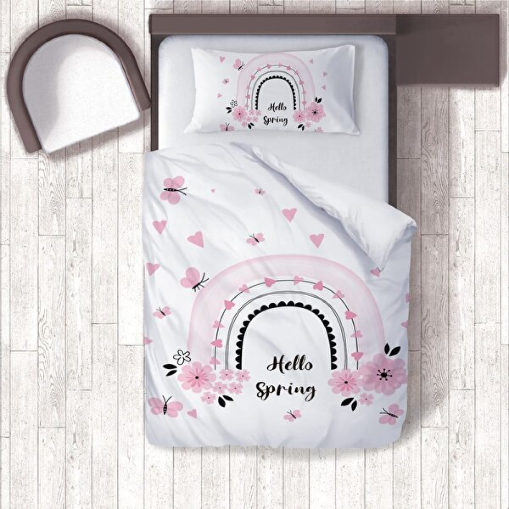 Tugu Home&Baby Dijital Baskılı Pamuklu Micro Saten 160 x 220 Çocuk Odası Tek Kişilik Nevresim Takımı - Açık Pembe - Siyah - 160 x 220 cm Nevresim Takımı Fiyatı